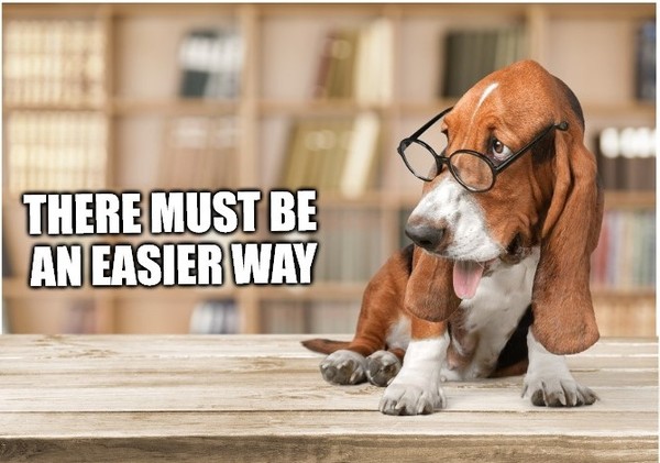 There must be an easier way says a hound with glasses.